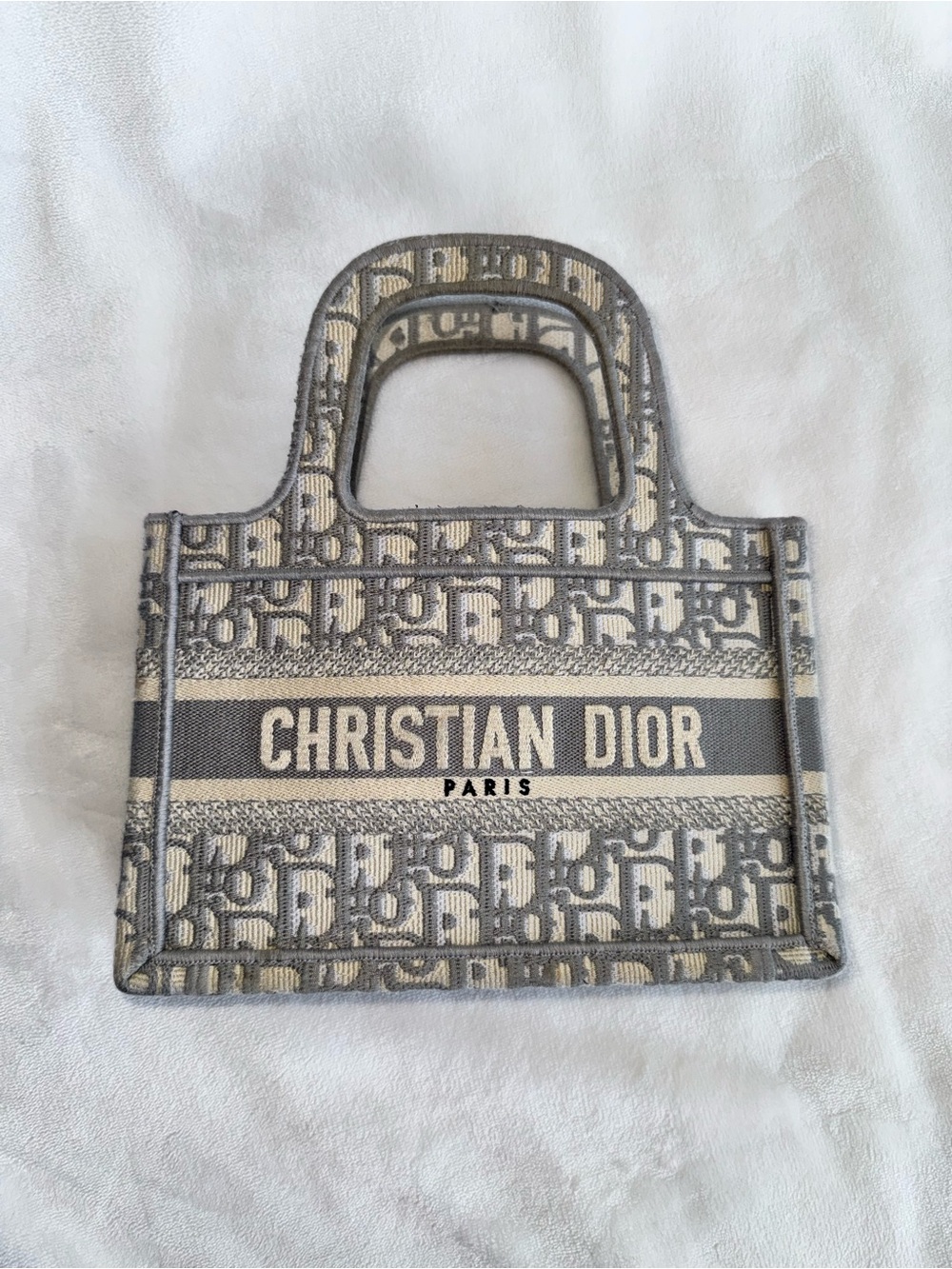 Dior Authentic Gray Mini Book Tote with Christian Dior Logo pre-loved